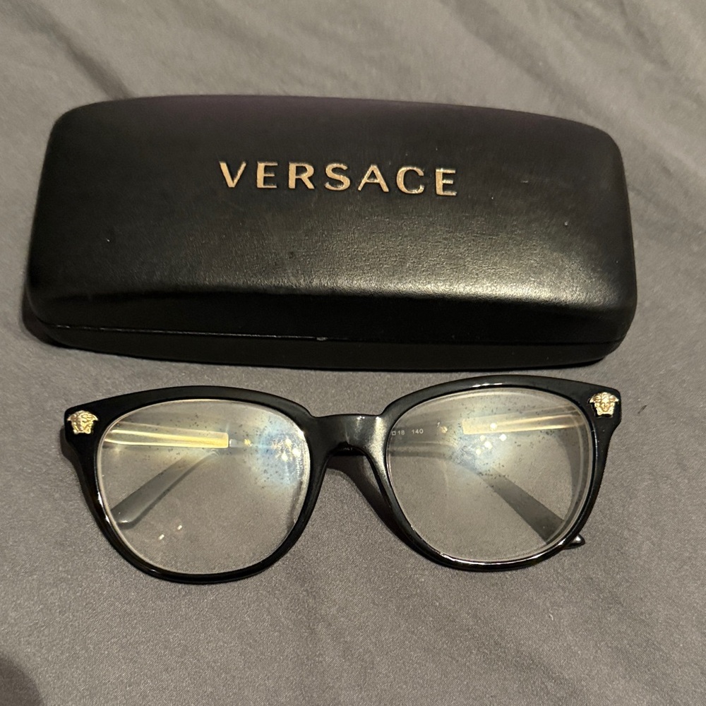 Versace Black Glasses with Gold Detail